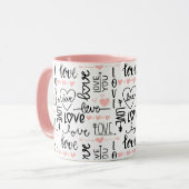 Einzigartige Schwarz-Pink-Herzen-Liebe Valentinsta Tasse (Vorderseite Links)