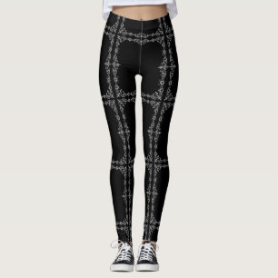 Einzigartige Schwarz- und Silber-Leggings Leggings