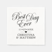 Einzigartige Schwarz & Weiß BEST DAY JE Hochzeit Serviette (Vorderseite)