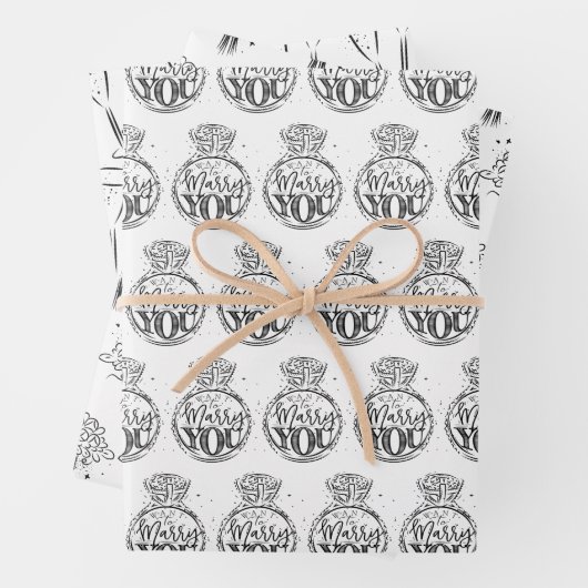 Einzigartige Schwarz-Weiß-Bridal | POLTERABEND Geschenkpapier Set (Beispiel)