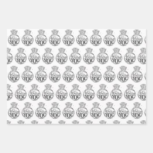 Einzigartige Schwarz-Weiß-Bridal | POLTERABEND Geschenkpapier Set (Vorderseite)