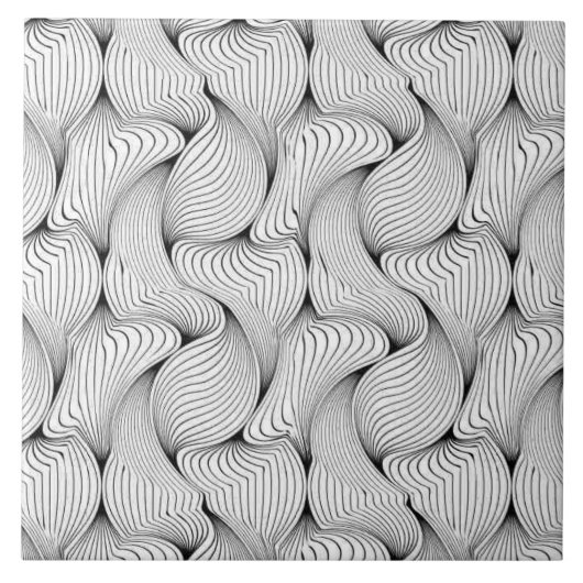 Einzigartige Schwarz-Weiß-Interwoven-Linien Fliese (Vorderseite)