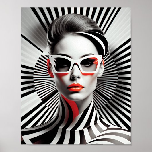 Einzigartige Schwarz-Weiß-Kunstdarstellung Poster (Vorne)