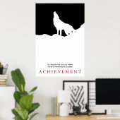 Einzigartige Schwarz-Weiß-Motivierend Wolf-Silhoue Poster (Heimbüro)
