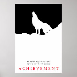 Einzigartige Schwarz-Weiß-Motivierend Wolf-Silhoue Poster