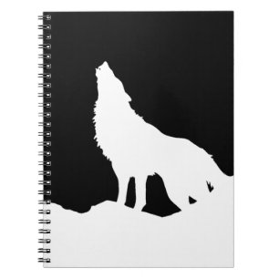 Einzigartige Schwarz-Weiß-Pop-Art-Wolfsilhouette Notizblock