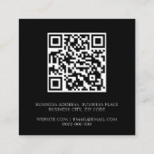 Einzigartige Schwarz-Weiß QR Code Social Media Quadratische Visitenkarte (Rückseite)
