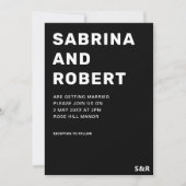 Einzigartige Schwarz-Weiß-Typografie-Hochzeit Einladung (Vorderseite)