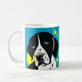 Einzigartige Schwarz-Weiß-Zeiger-Hunde-Tasse Kaffeetasse (Links)