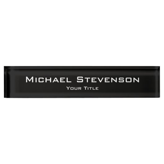 Einzigartige Schwarz-weiße Elegante Moderne Schrei Namensplakette (Vorderseite)