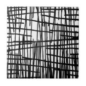 Einzigartige Schwarz-weiße handgemalte Fliese (Vorderseite)