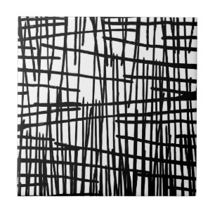 Einzigartige Schwarz-weiße handgemalte Fliese