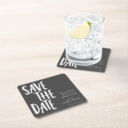 Einzigartige Schwarz-weiße Hochzeit speichern das Rechteckiger Pappuntersetzer (Vor Ort)