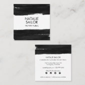 Einzigartige Schwarze Pinselstriche Minimal Modern Quadratische Visitenkarte (Vorne/Hinten)