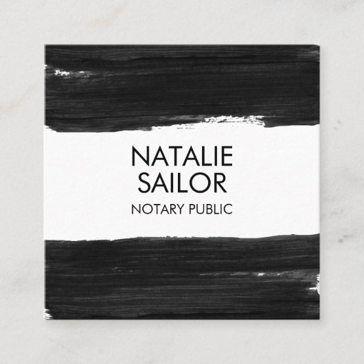 Einzigartige Schwarze Pinselstriche Minimal Modern Quadratische Visitenkarte (Vorderseite)