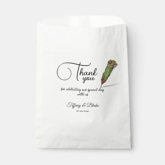 Einzigartige Scroll & Feather Pen Hochzeit Geschenktütchen (Vorderseite)