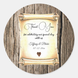 Einzigartige Scroll & Feather Pen Hochzeit Runder Aufkleber