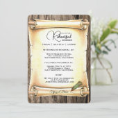 Einzigartige Scroll & Feather Pen Hochzeitsfeier P Einladung (Stehend Vorderseite)