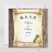 Einzigartige Scroll & Feather Pen Wedding RSVP Car Einladung (Vorderseite)