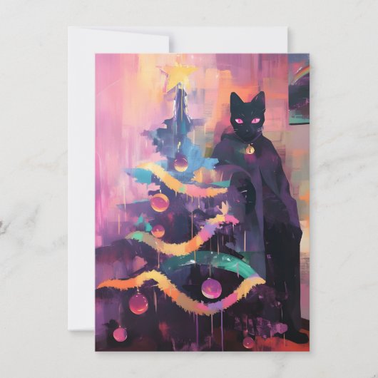 Einzigartige seltsame Weihnachtskarten mit Katzen Feiertagskarte (Vorderseite)