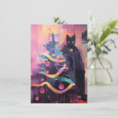 Einzigartige seltsame Weihnachtskarten mit Katzen Feiertagskarte (Stehend Vorderseite)