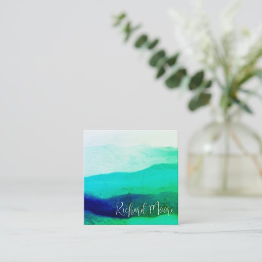 Einzigartige smaragdgrüne Grunge abstrakte Signatu Quadratische Visitenkarte (Stehend Vorderseite)