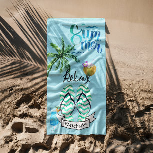 Einzigartige Sommerstrand Entspannung Zeit Persona Strandtuch