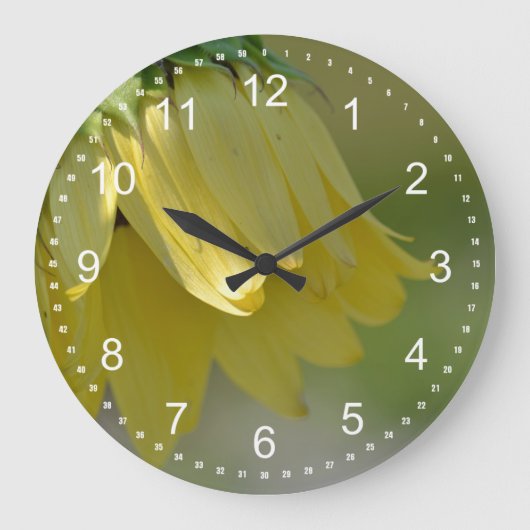 Einzigartige Sonnenblume Große Wanduhr (Vorderseite)