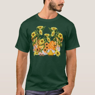 Einzigartige Sonnenblumen Gnome-Hippies Blumengraf T-Shirt