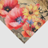 Einzigartige Sonnenblumen Rote Poppies Löwe Kopf Seidenpapier (Detail)