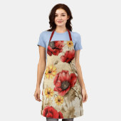 Einzigartige Sonnenblumen und Rote Pfeffer-Schürze Schürze (Getragen)