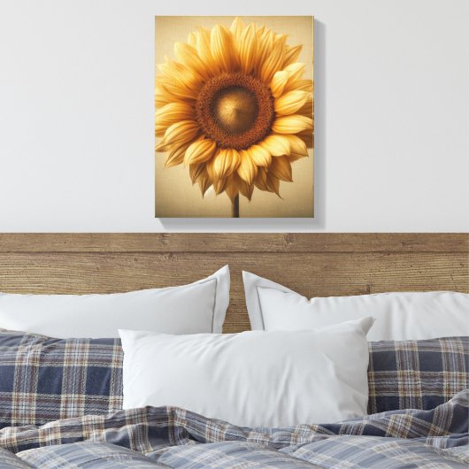 Einzigartige Sonnenblumenmauer - Wandgemälde Leinwanddruck (Insitu (Schlafzimmer))