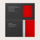 Einzigartige Special Colorful Red Gray Trendy Visitenkarten (Außenseite Aufgefaltet)