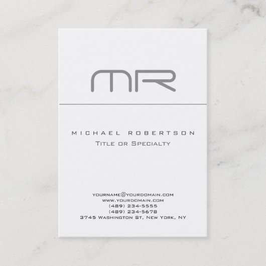 Einzigartige Special Monogram White Clean Business Visitenkarte (Vorderseite)