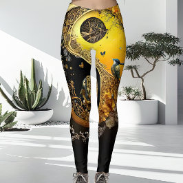 Einzigartige Spirituelle Gelbe und Schwarze Ladys Leggings