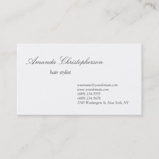 Einzigartige Standard White Hair Stylist Business  Visitenkarte (Vorderseite)