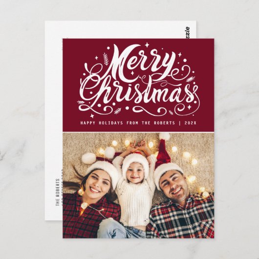 einzigartige Stilschrift moderne Weihnachten Postkarte (Vorne/Hinten)