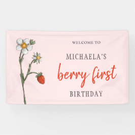 Einzigartige Strawberry Blume Berry First Birthday Banner
