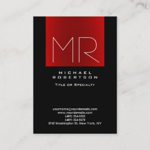 Einzigartige, stylische Monogram Black Red Busines Visitenkarte