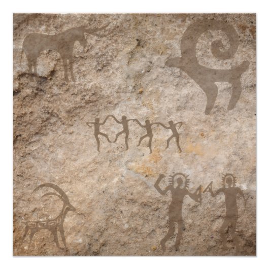 Einzigartige südwestliche Petroglyphen-Eingeborene Poster (Vorderseite)