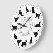 Einzigartige süße schwarze Katzen-Silhouetten-Them Große Wanduhr (Winkel)