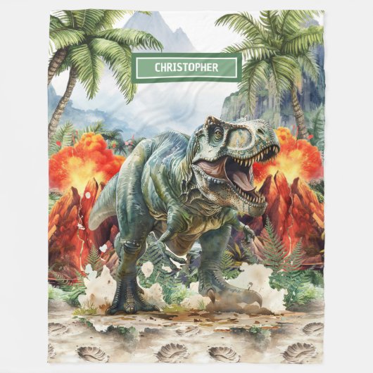 Einzigartige T-Rex Blanket-Boys mit Personalisiert Fleecedecke (Vorderseite)