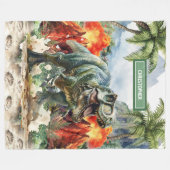 Einzigartige T-Rex Blanket-Boys mit Personalisiert Fleecedecke (Vorderseite (Horizontal))