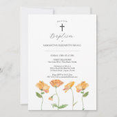 Einzigartige Taufe Einladungen Orangefarbene Blume (Vorderseite)