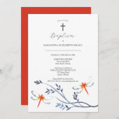 Einzigartige Taufe Einladungen Rote Libelle (Vorne/Hinten)