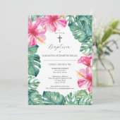 Einzigartige Taufeinladungen Tropische Blume Einladung (Stehend Vorderseite)