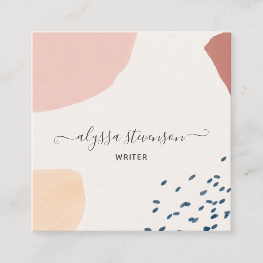 Einzigartige Terracotta Erdthy Modern Boho Square Quadratische Visitenkarte (Vorderseite)