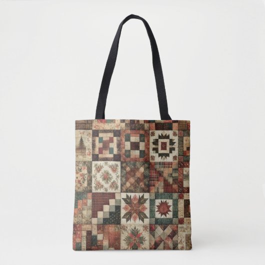 Einzigartige Terrakotta Steppdecke & Patchwork Rus Tasche (Vorderseite)