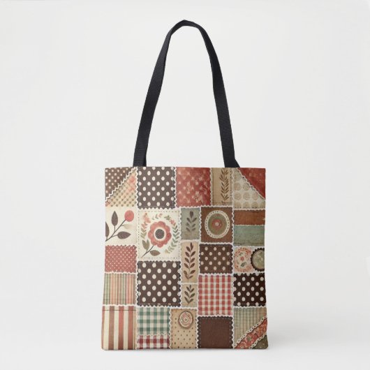 Einzigartige Terrakotta Steppdecke & Patchwork Rus Tasche (Vorderseite)