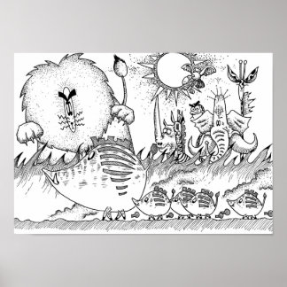 Einzigartige Tiere der Savanne. Poster